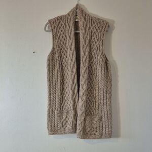 Ireland Kilronan Merino Wool Vest L  Beige,like new